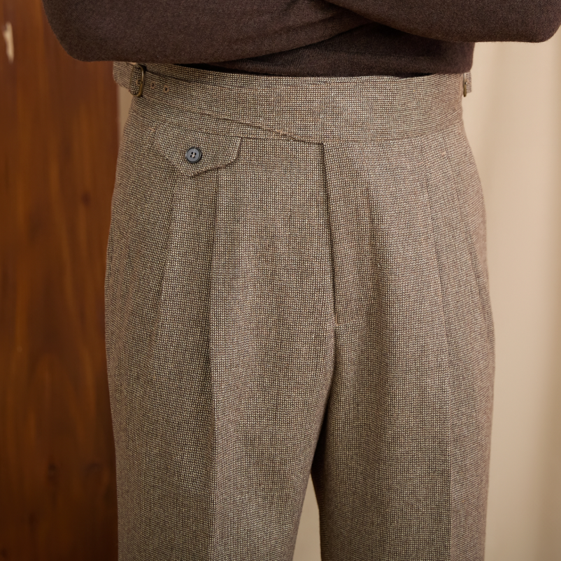 COFFEE WOOL CASUAL PANTS - CERPELO