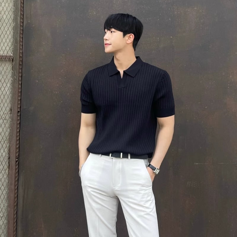 Image of ELCLASO | Summer Old Money Lapel Knitting Top, Menswear, Uncategorized, CERPELO