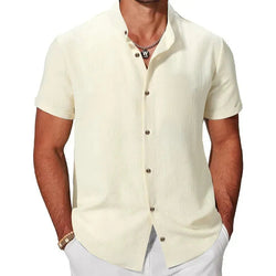 Image of Men's Fashion Casual Stand Collar Short Sleeve Shirt, Menswear, Uncategorized, CERPELO