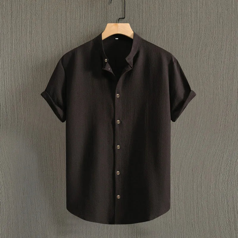 Men's Fashion Casual Stand Collar Short Sleeve Shirt, Menswear, Uncategorized, CERPELO