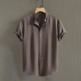 Men's Fashion Casual Stand Collar Short Sleeve Shirt, Menswear, Uncategorized, CERPELO