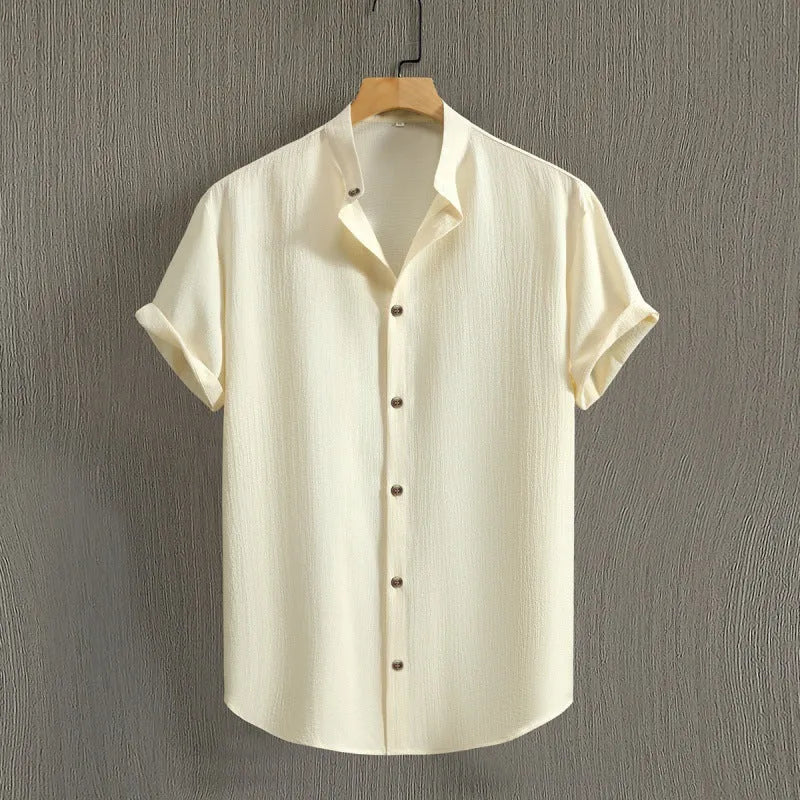 Men's Fashion Casual Stand Collar Short Sleeve Shirt, Menswear, Uncategorized, CERPELO