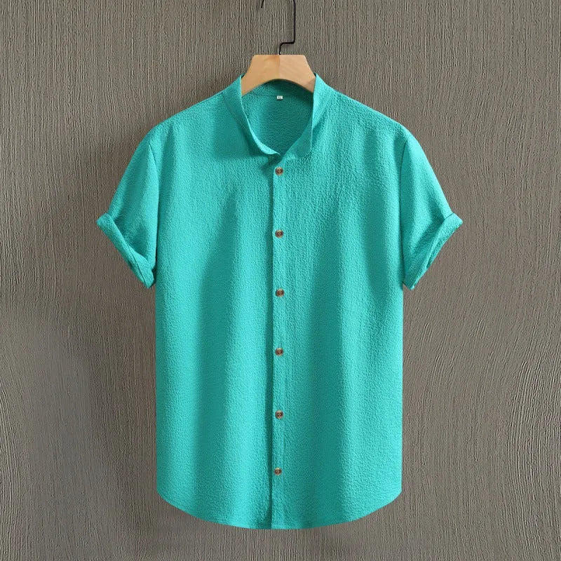 Men's Fashion Casual Stand Collar Short Sleeve Shirt, Menswear, Uncategorized, CERPELO