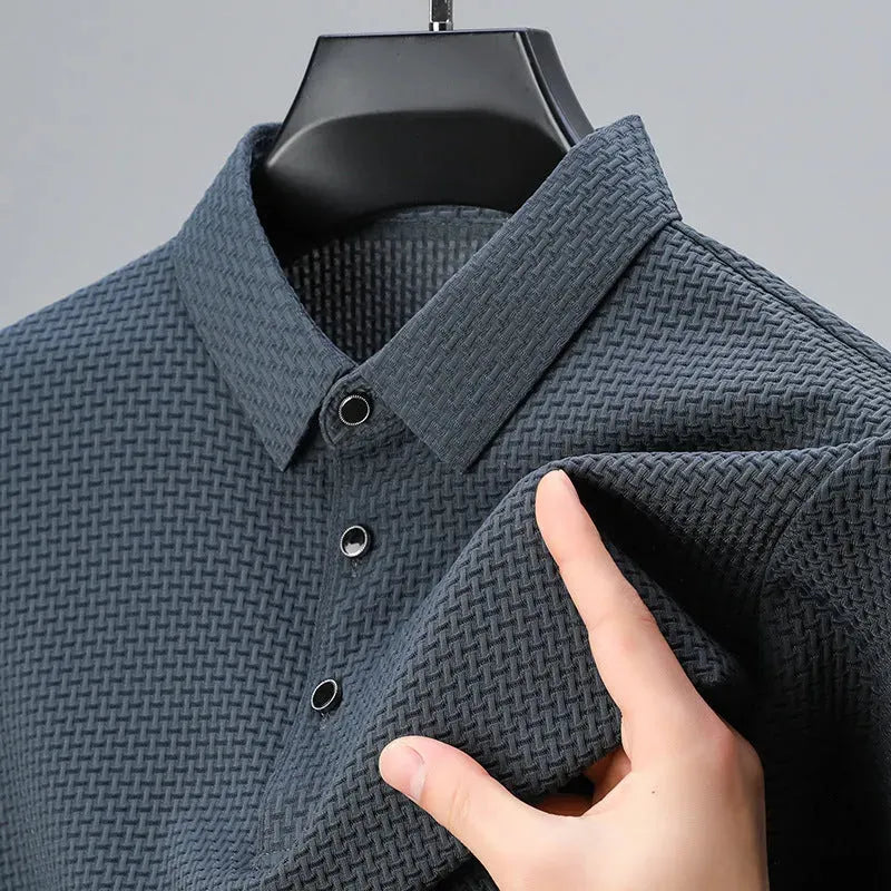 Image of Elenzal Men's Short-Sleeved Polo Shirt - Stylish Comfort