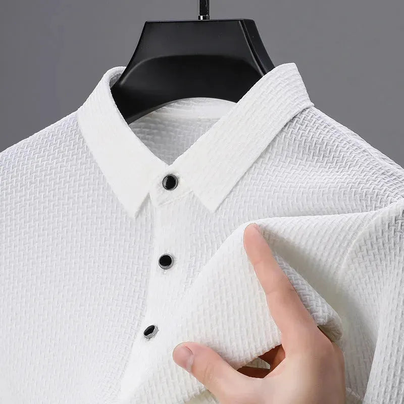 Image of Elenzal Men's Short-Sleeved Polo Shirt - Stylish Comfort