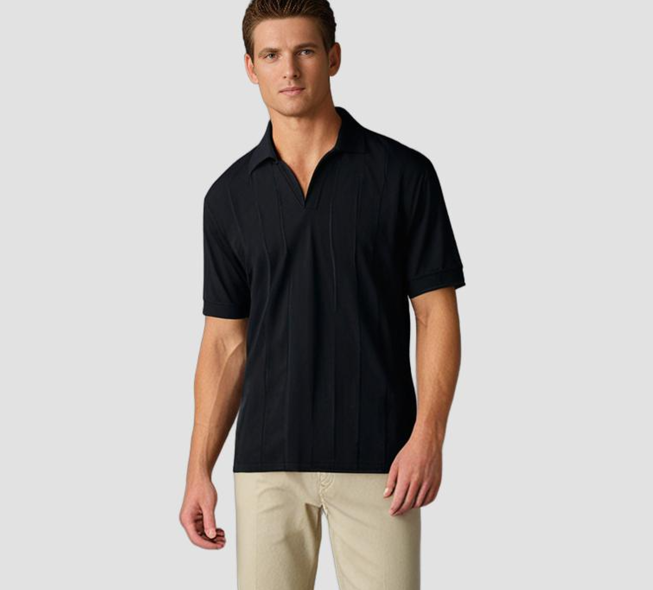 MAURIZO ™ | Men's Old Money Short-Sleeve Ribbed Polo T-Shirt