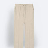 Men's Cropped Casual Pants Cotton And Linen Trousers - CERPELO