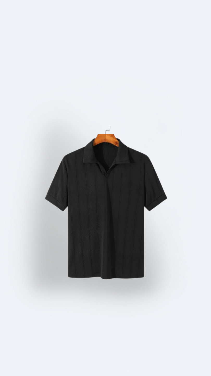 Image of MAURIZO ™ | Men's Old Money Short-Sleeve Ribbed Polo T-Shirt - CERPELO