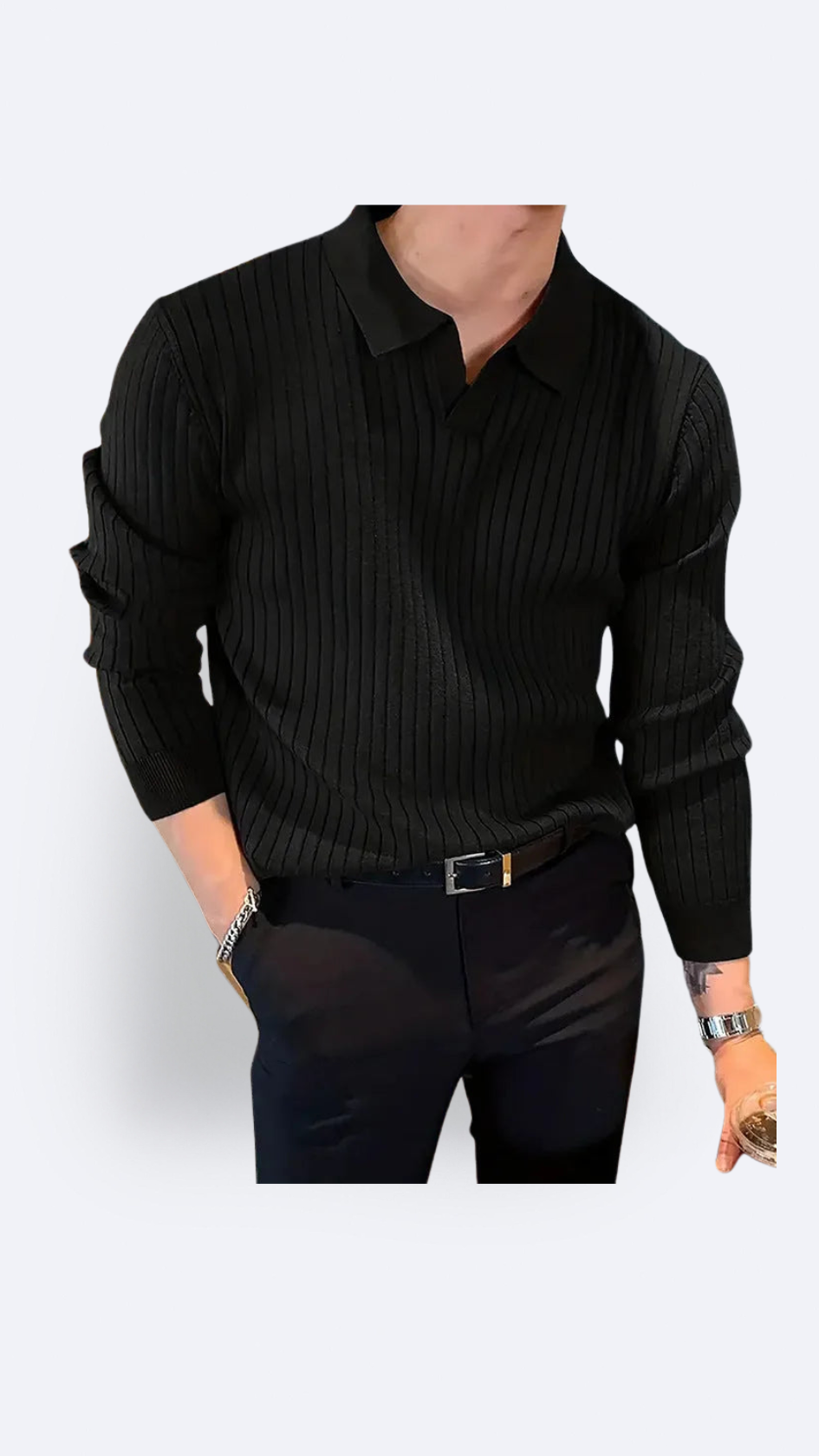 Image of LAPEL | Old Money Slim Knit Polo Shirt - CERPELO