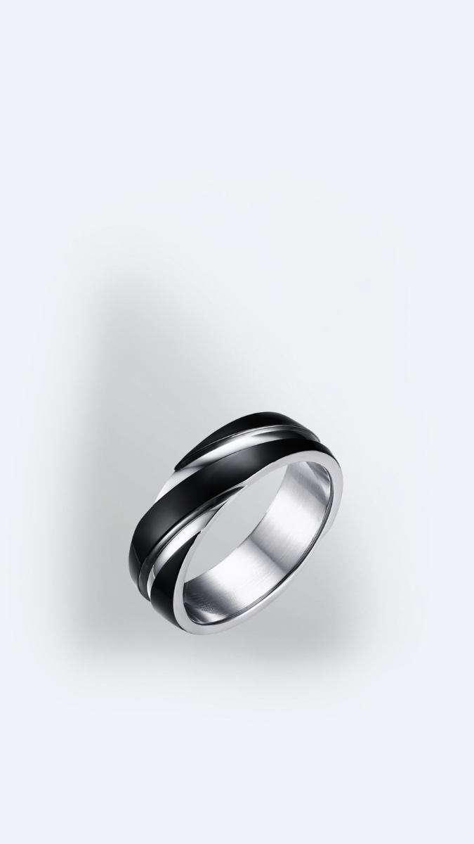 Image of Black Titanium Steel Twill Men's Ring - CERPELO