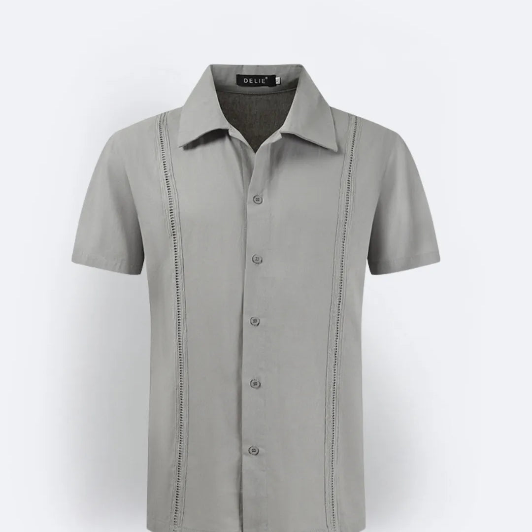 Men's Linen Shirt - Casual Short-Sleeved