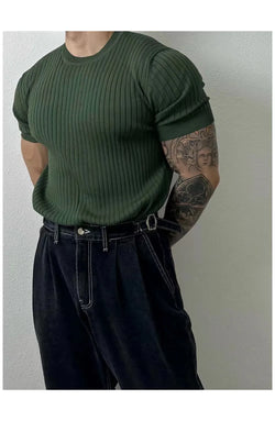 Image of SAFIRE - Knitted Half Sleeve Top, Menswear, CERPELO