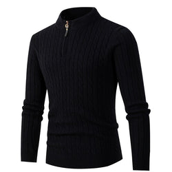 Image of Men's Long Sleeve Twist Twist Half High Neck Zipper Knit, Menswear, CERPELO