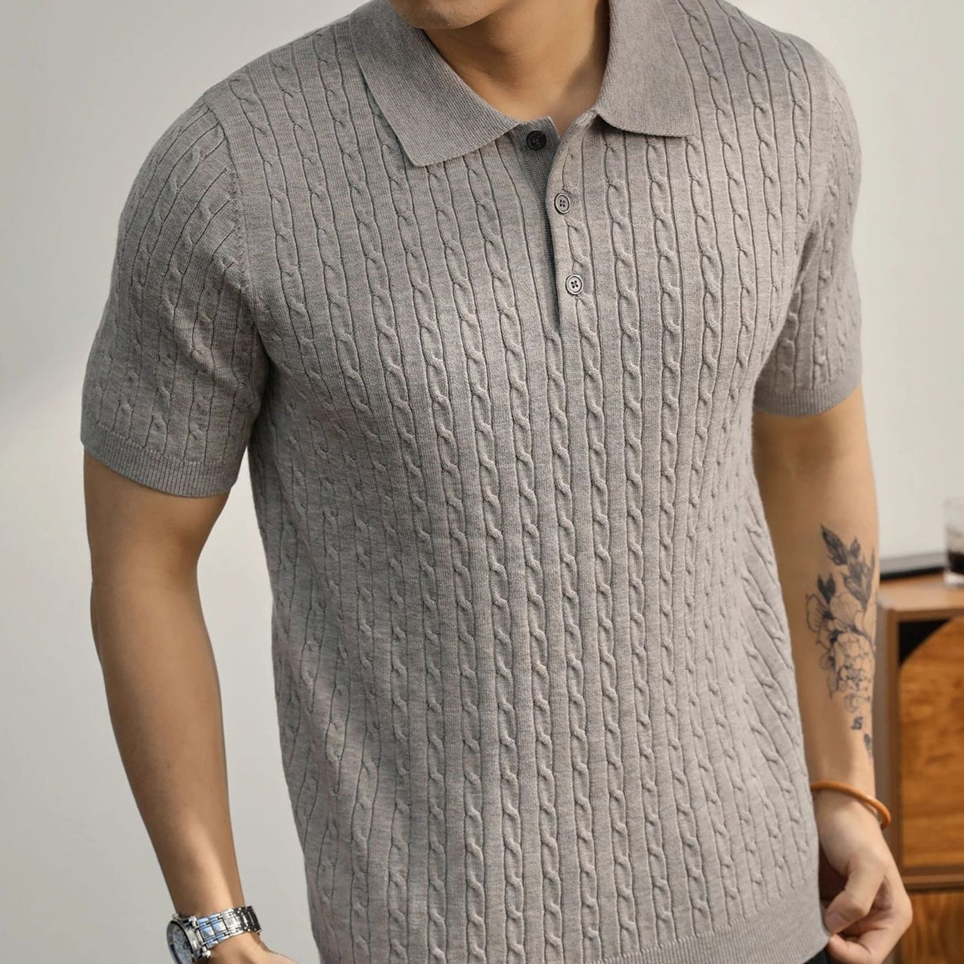 Image of AQUA KINTTED POLO - CERPELO