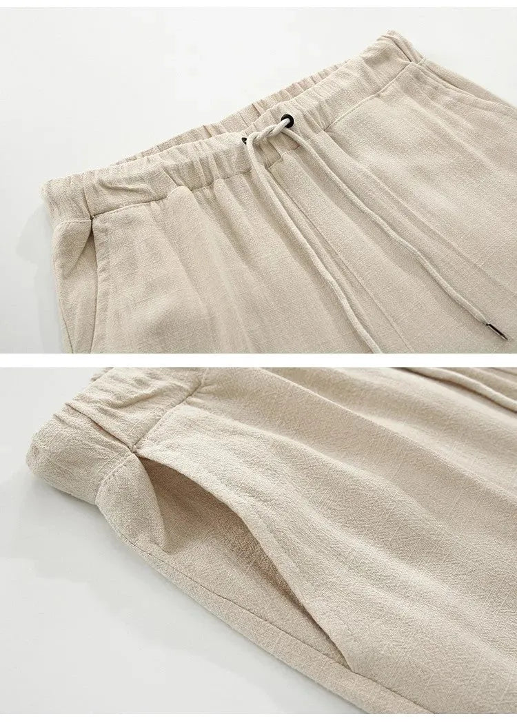 Men's Cropped Casual Pants Cotton And Linen Trousers, Menswear, Uncategorized, CERPELO