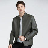 Versatile Men's Lapel Leather Jacket CERPELO