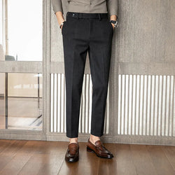 Image of Slim-fit Thickened Wool Casual Old Money Pants, Menswear, CERPELO