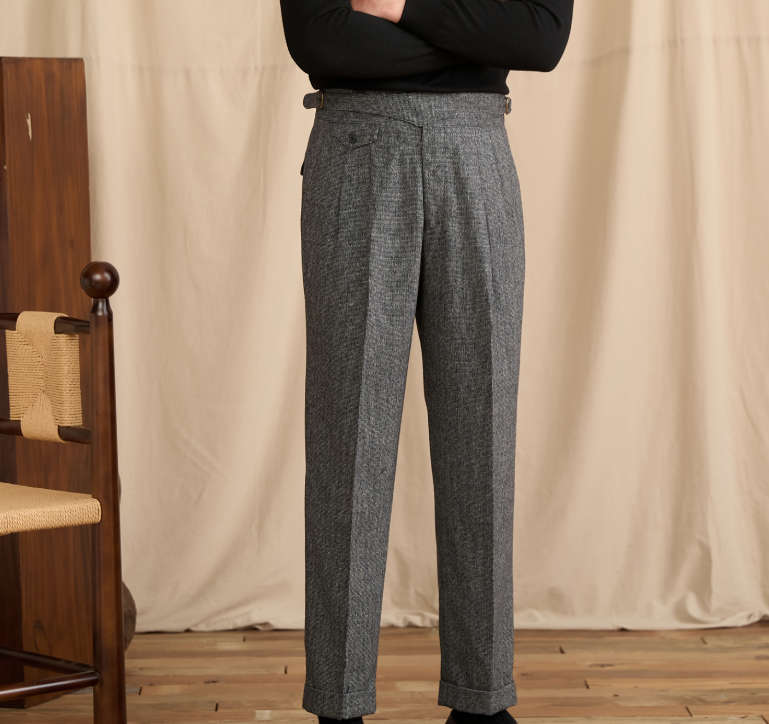 COFFEE WOOL CASUAL PANTS - CERPELO