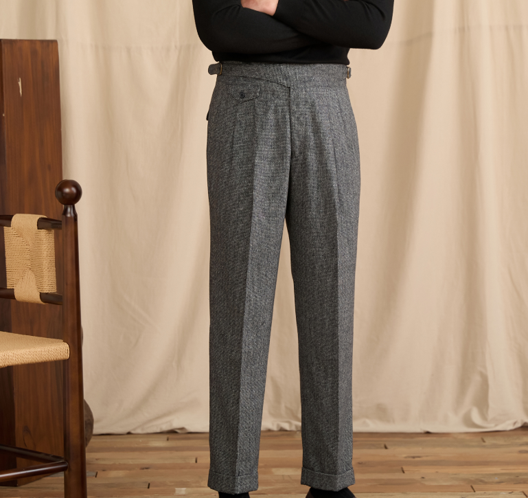COFFEE WOOL CASUAL PANTS - CERPELO