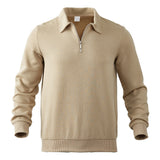 Lapel Jacquard Half-zipper Sweatshirt - CERPELO