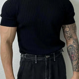 SAFIRE - Knitted Half Sleeve Top, Menswear, CERPELO