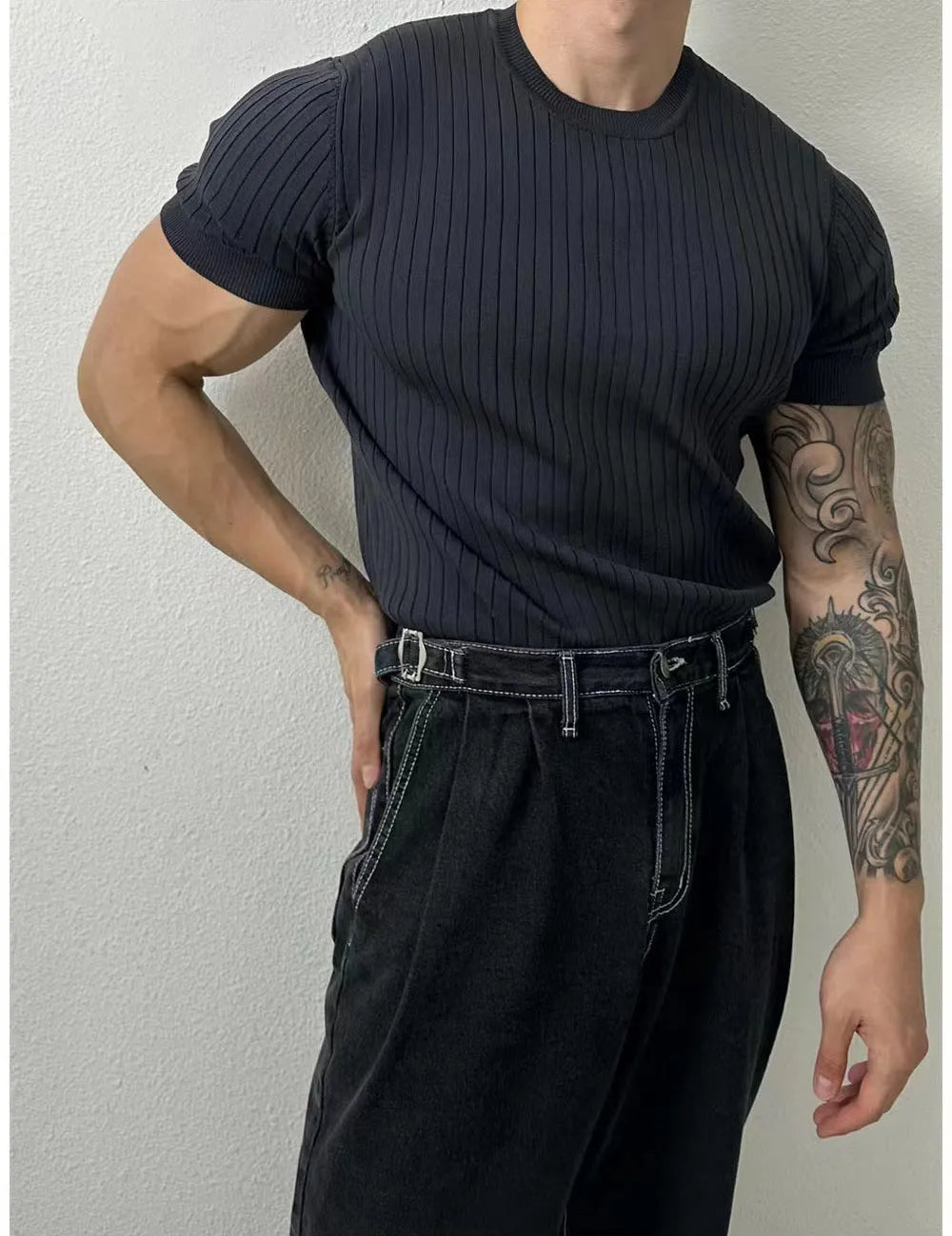 SAFIRE - Knitted Half Sleeve Top - CERPELO
