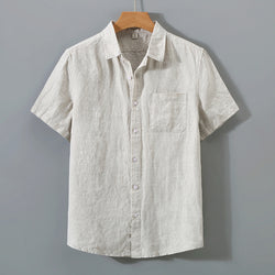 Image of Summer New Casual Linen Shirt Men's Loose Standing Collar