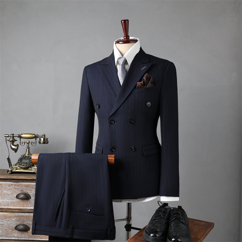 Double Breasted Stripes Men's Suits