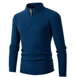 Image of Men's Long Sleeve Twist Twist Half High Neck Zipper Knit, Menswear, CERPELO