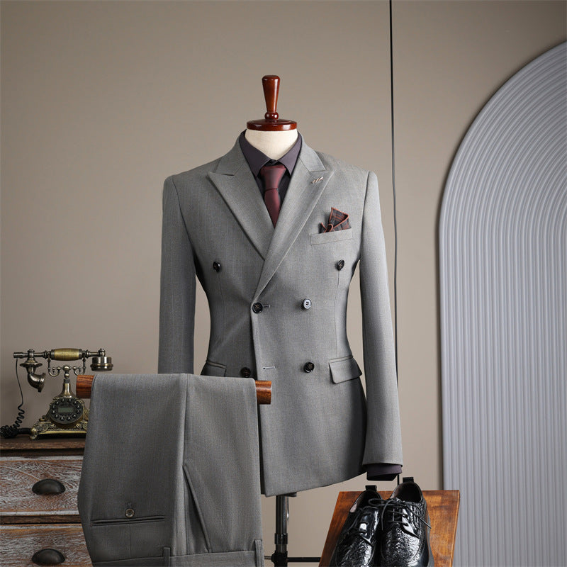 Double Breasted Stripes Men's Suits