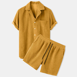 Image of Corduroy Short Sleeve Suit Two Piece