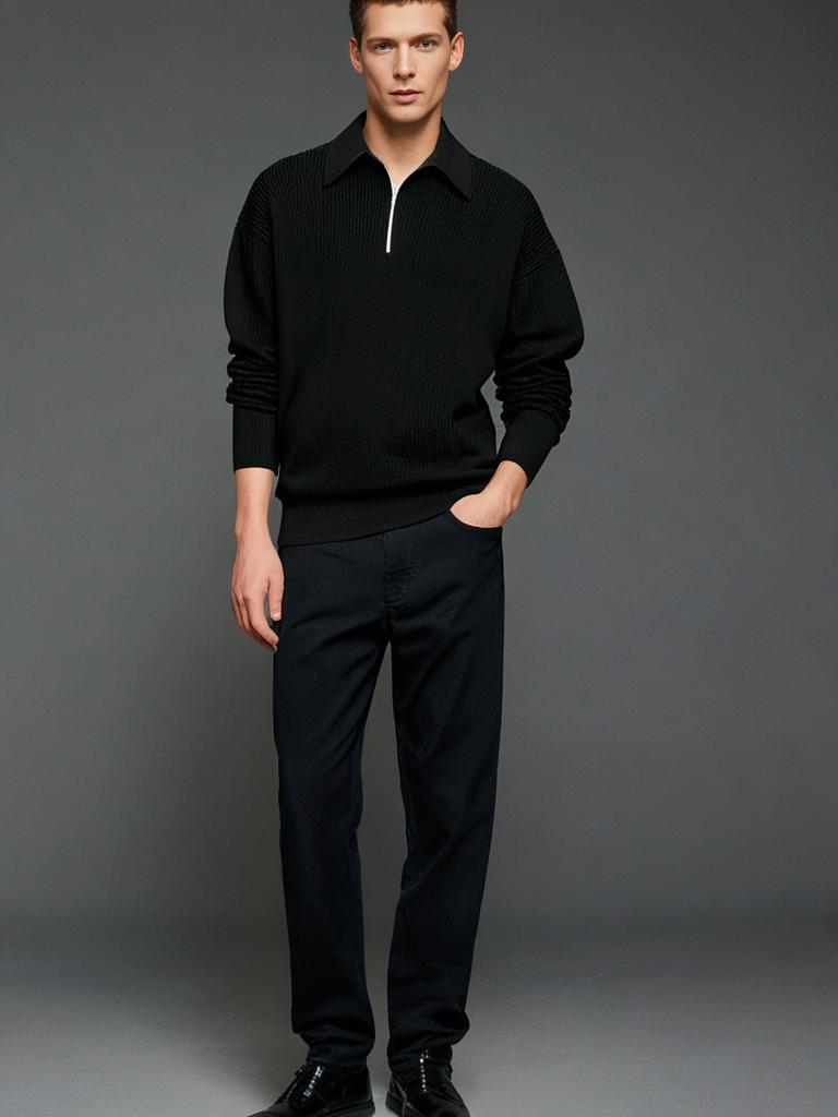 Image of VEIR - Long Sleeve Knitwear Zipper Polo